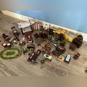 Vintage 65 Piece Miniature Doll House Furniture Resin, Wood Caco German Dolls